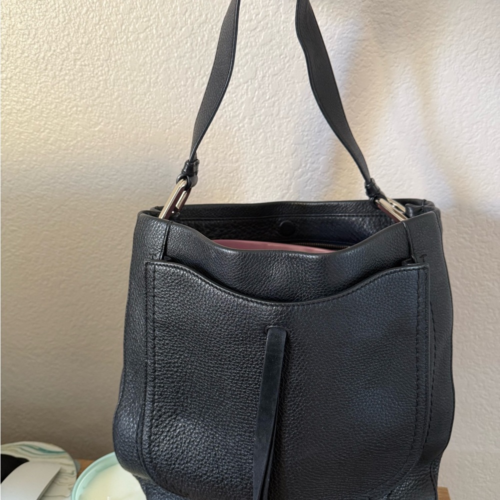 Elegant Black Leather Tote Bag